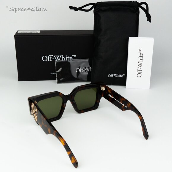 Off-White Men Sunglasses Havana Green Square OERI128 CATALINA 6055 NEW AUTHENTIC - Picture 8 of 11